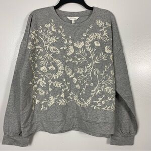 Garnet Hill Amari Embroidered Sweatshirt XL
